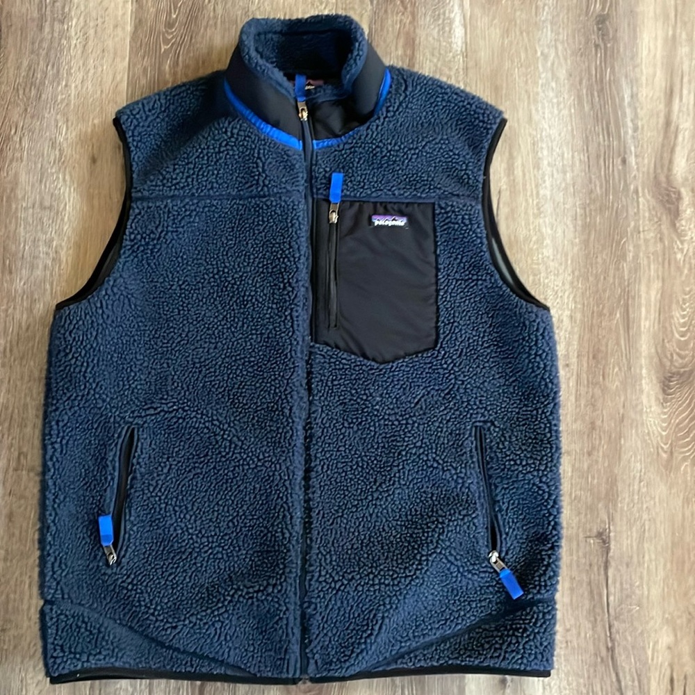 PATAGONIA Men's Classic Retro-X® Vest Sherpa Fleece Navy Blue Size XXL